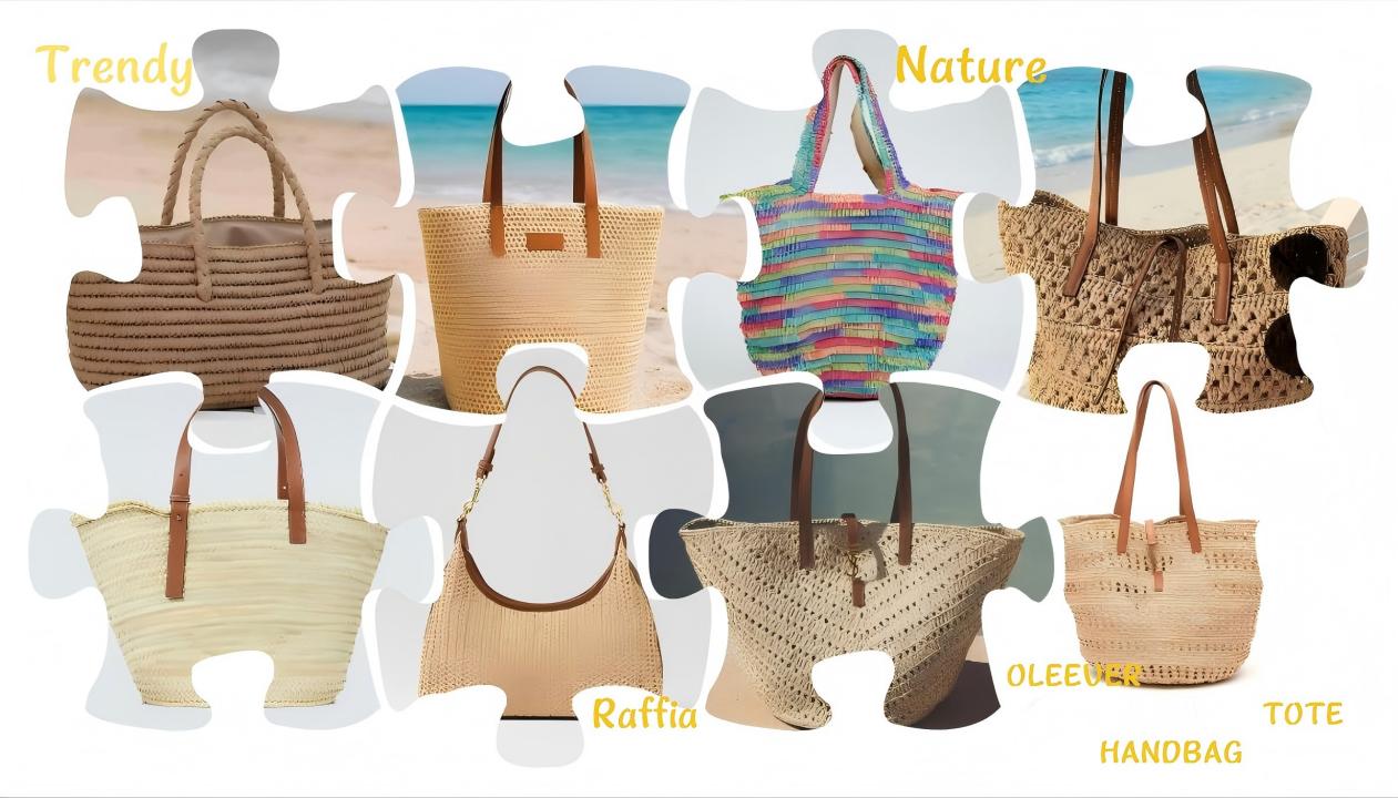 Trend straw woven beach handbags for woman